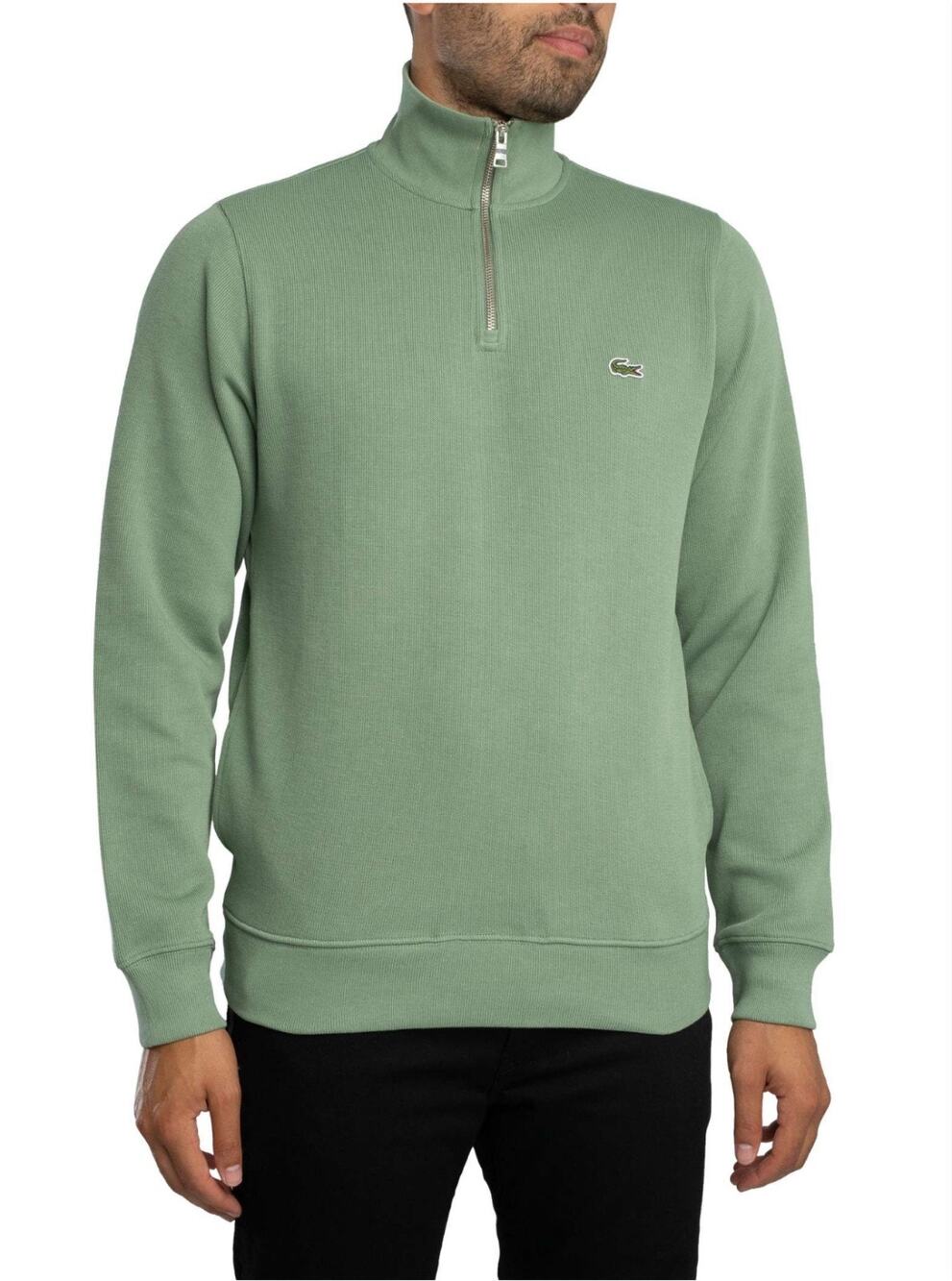 Lacoste 1/4 Zip Collar *In Mint Green* Cotton Sweatshirt EU 6 XL